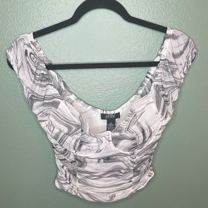 Marble Black And White Crop Top